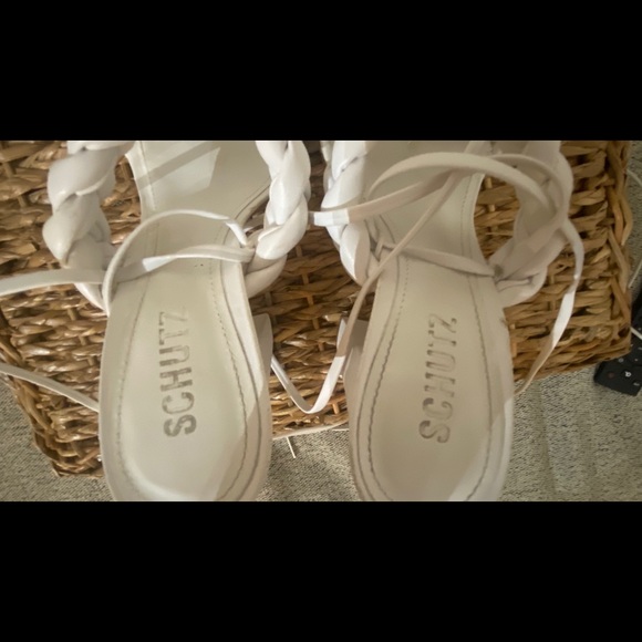 Schutz white block sandal heels - Picture 2 of 3